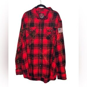 ANGRY MINNOW Red/Black Custom Flannel Shirt
